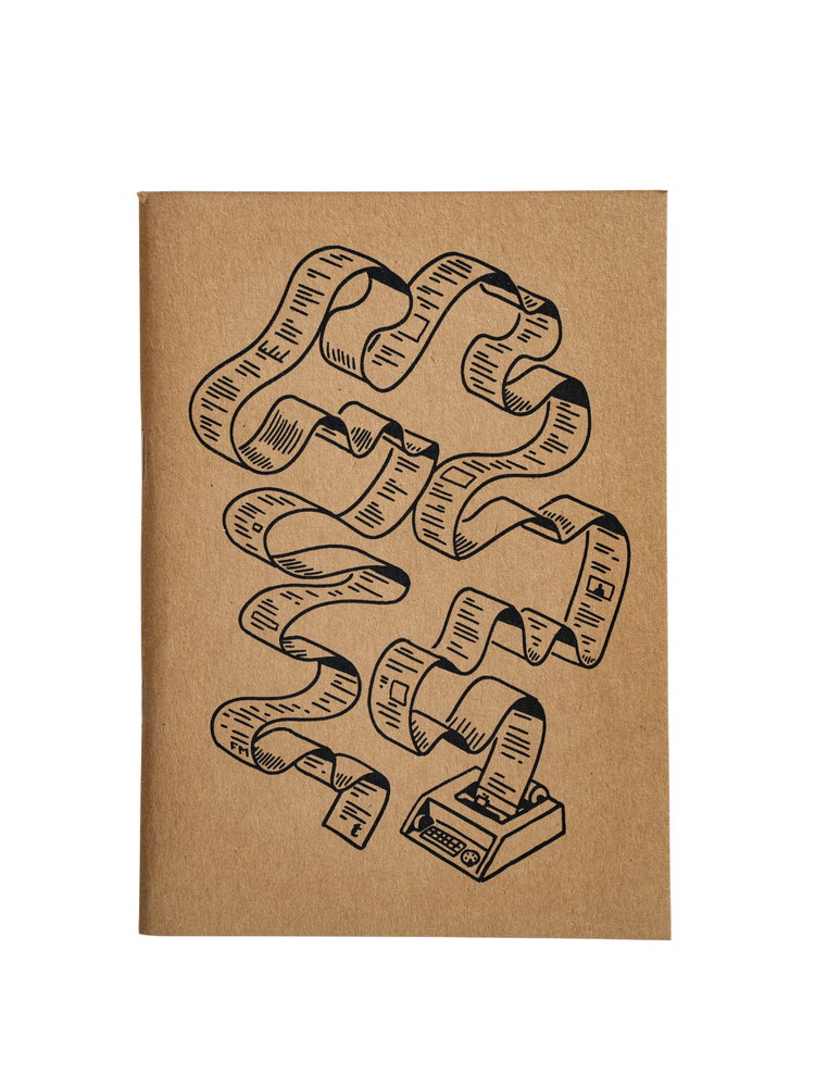 Vadul dolgozó Telexgép mintás barna A5 füzet